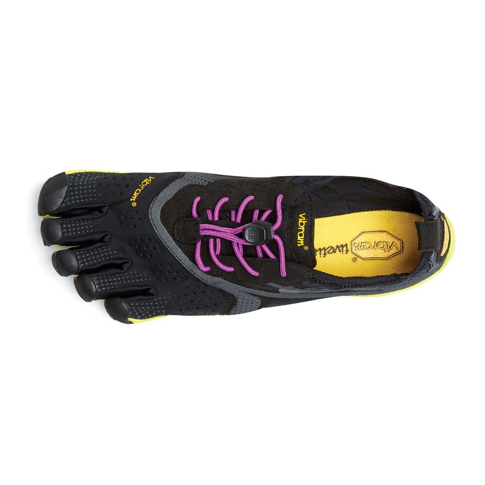 Vibram FiveFingers Dames V-Run - Hardloopschoenen Zwart/Geel/Paars - 524716MUL